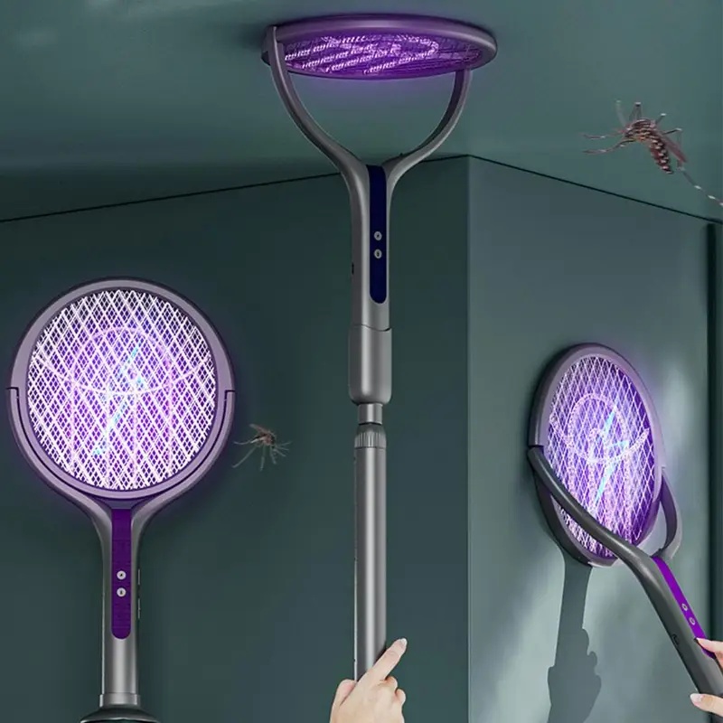 Head Racket Boom - مضرب حشرات كهربائي دوار قابل لإعادة