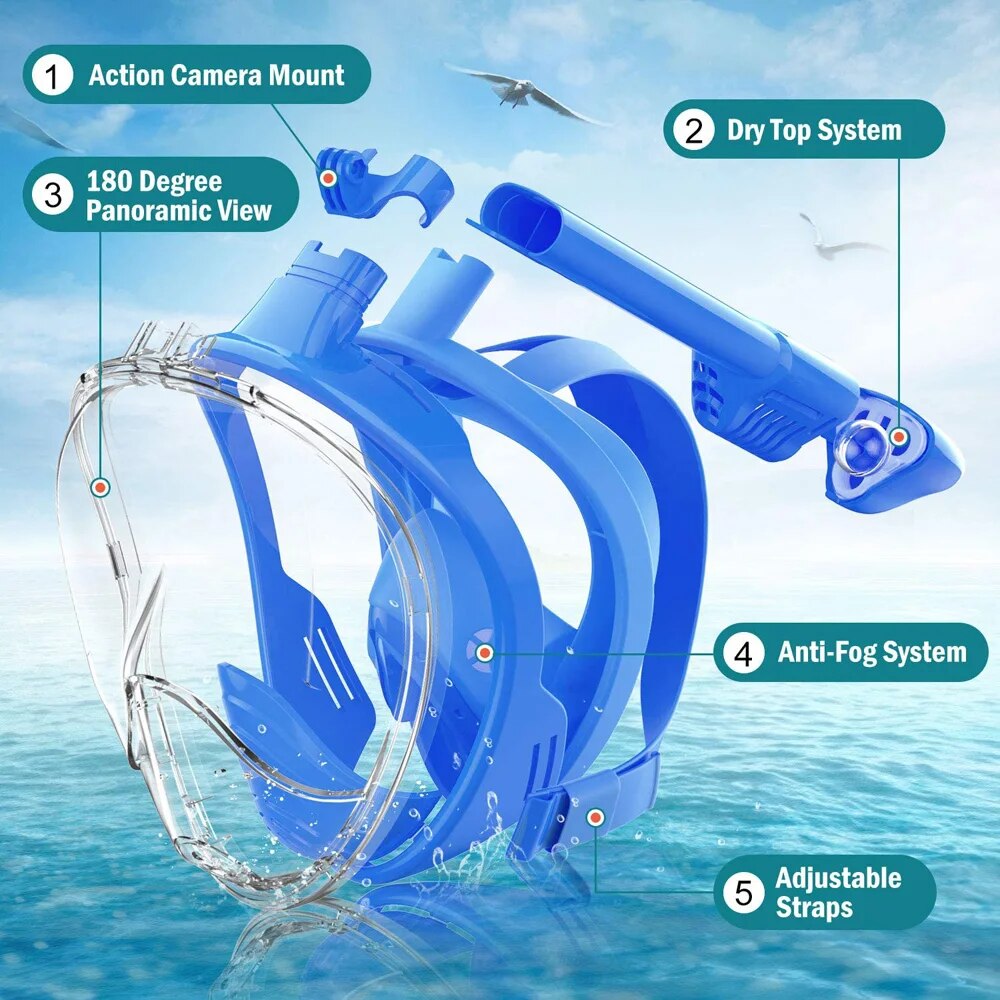 تحت الماء الغوص كامل الوجه الأ - مراجعة Freediving Mask Set وسعره